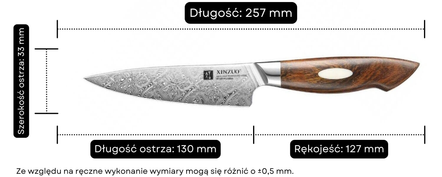 Nóż do warzyw i owoców XinZuo Jiang B46D wymiary