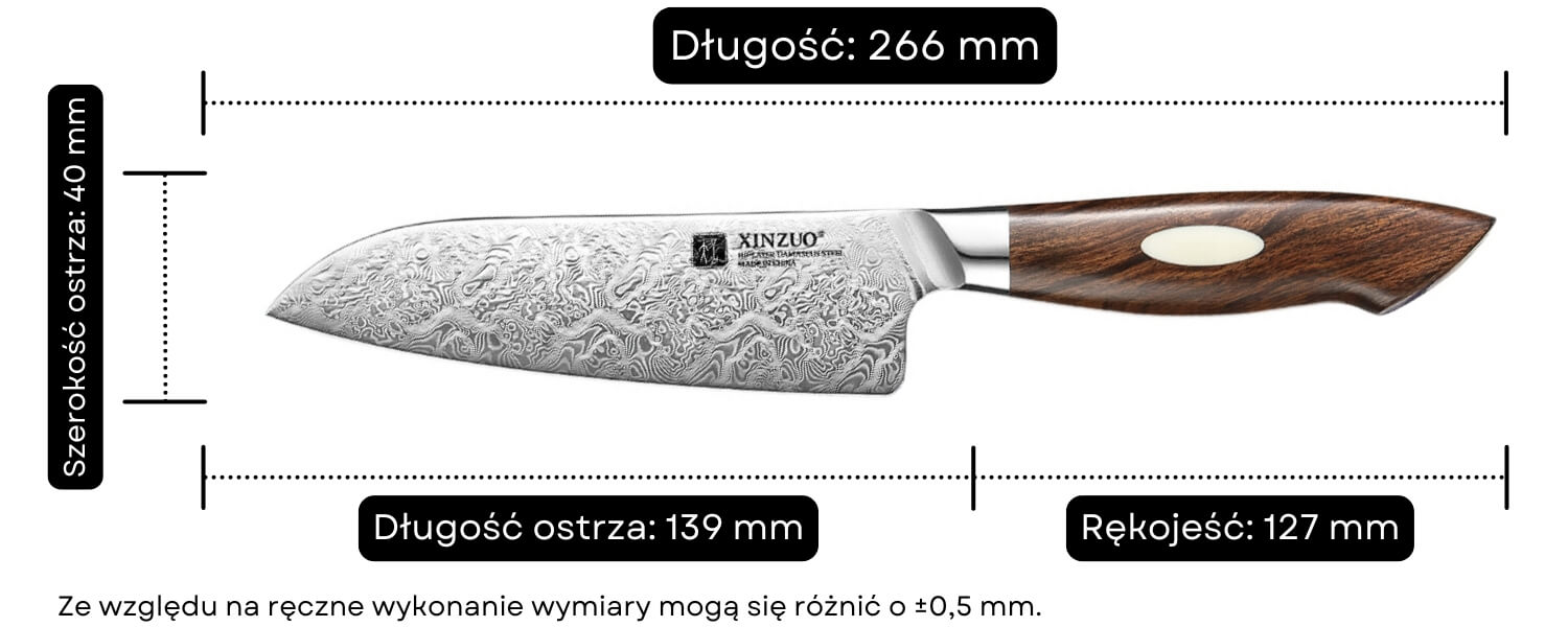 Santoku XinZuo B46D wymiary