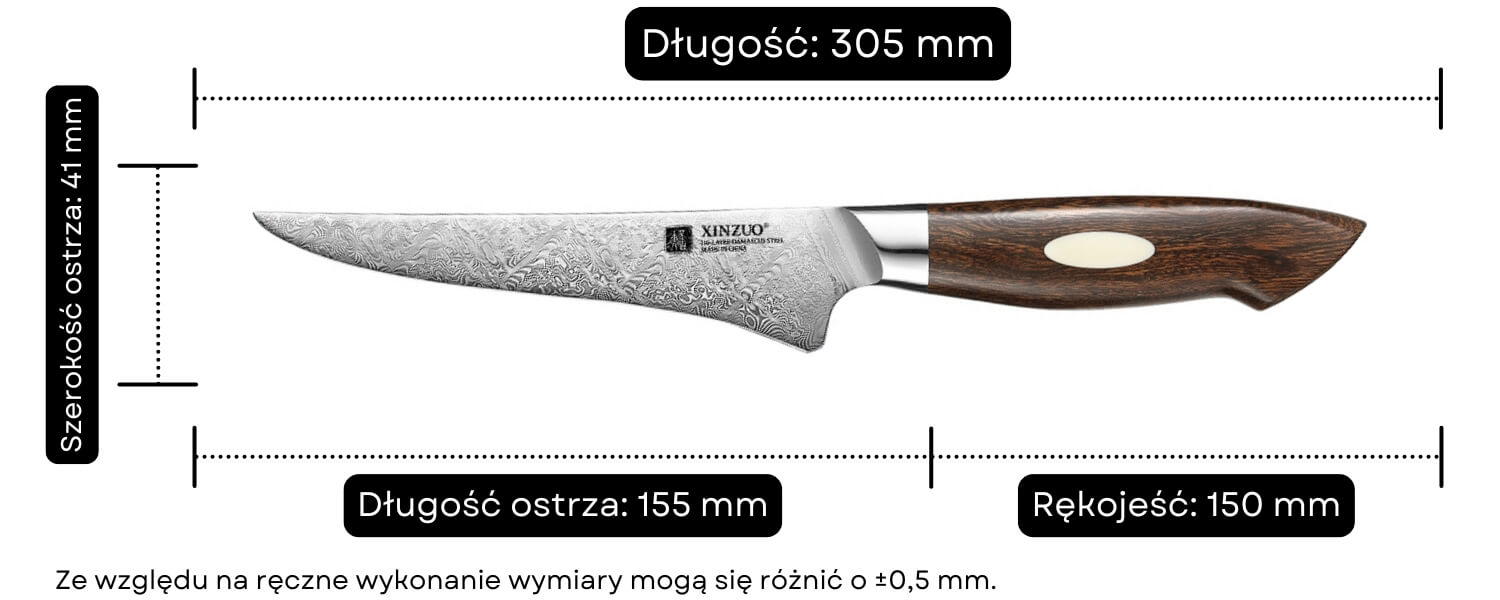 Nóż do trybowania XinZuo B46D wymiary