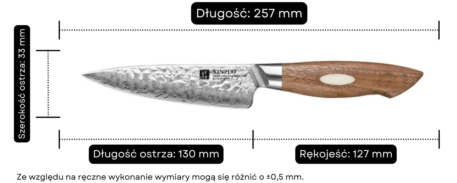 Nóż do warzyw i owoców XinZuo Jiang B46W wymiary