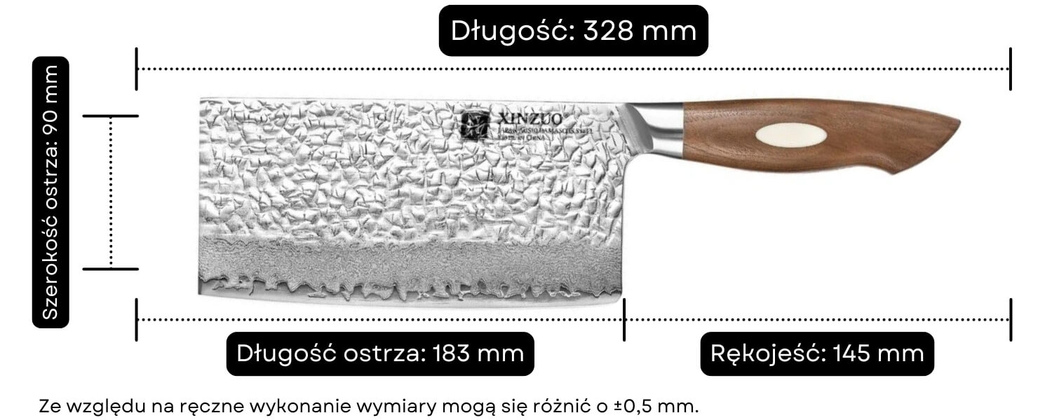 Uniwersalny chiński nóż TAO XinZuo Jiang B46W wymiary