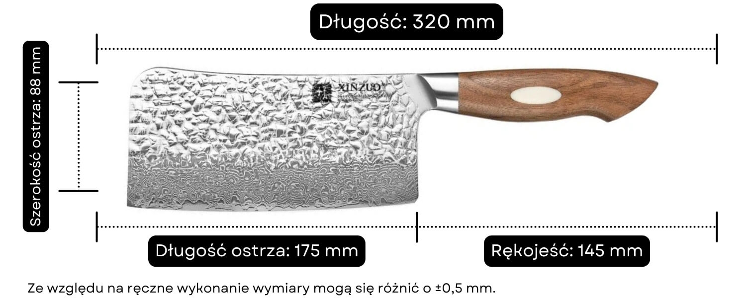 Tasak XinZuo Jiang B46W wymiary