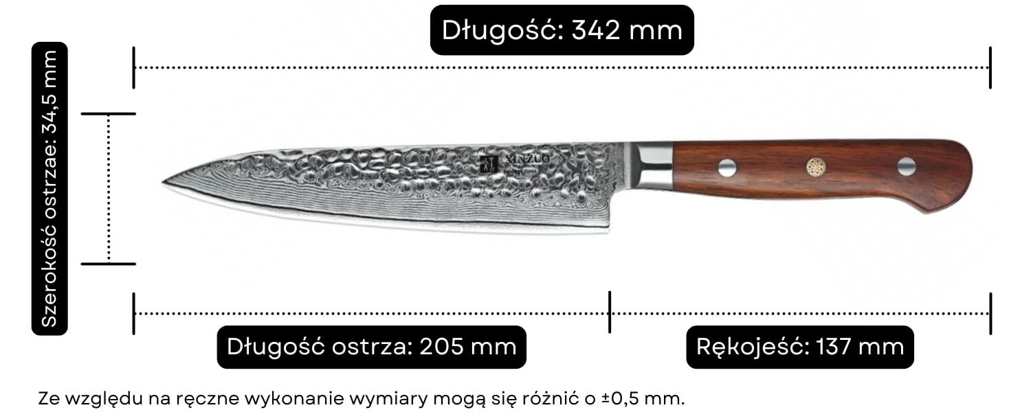 Nóż do mięsa XinZuo Yun B9H wymiary