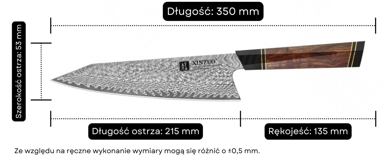 Nóż japoński Bunka XinZuo F2 wymiary
