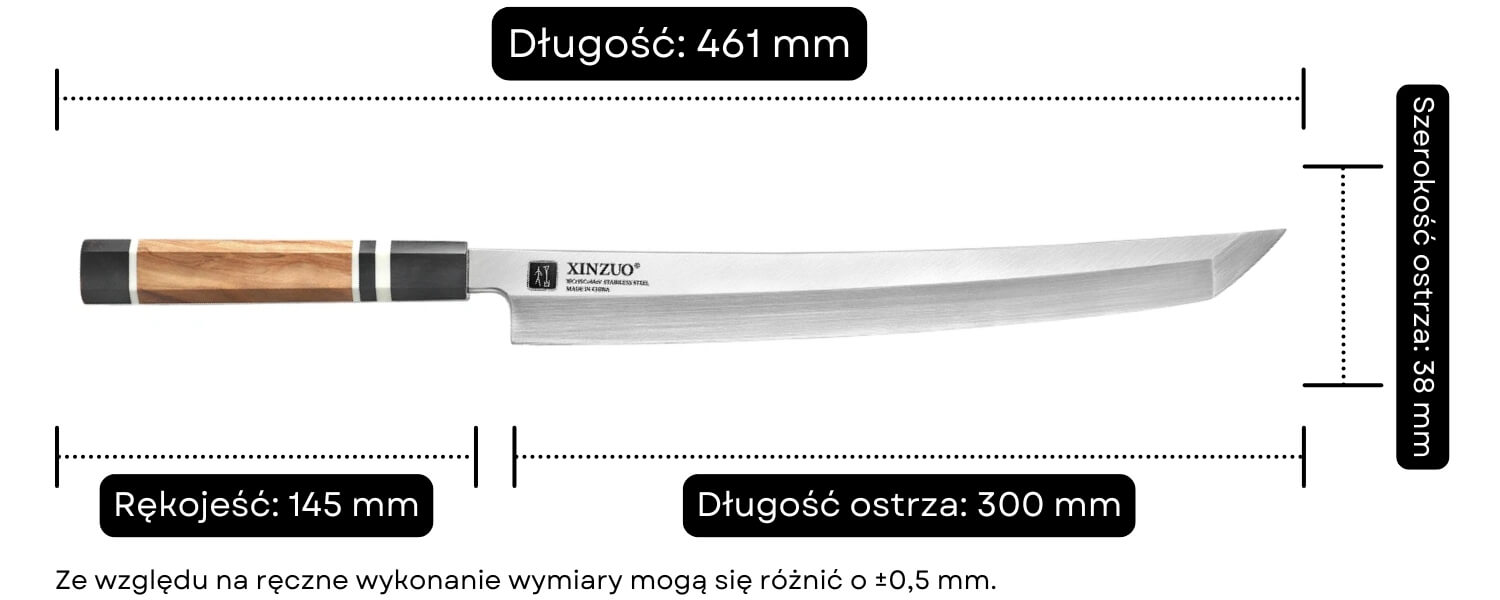 Nóż Sakimaru XinZuo F3S wymiary