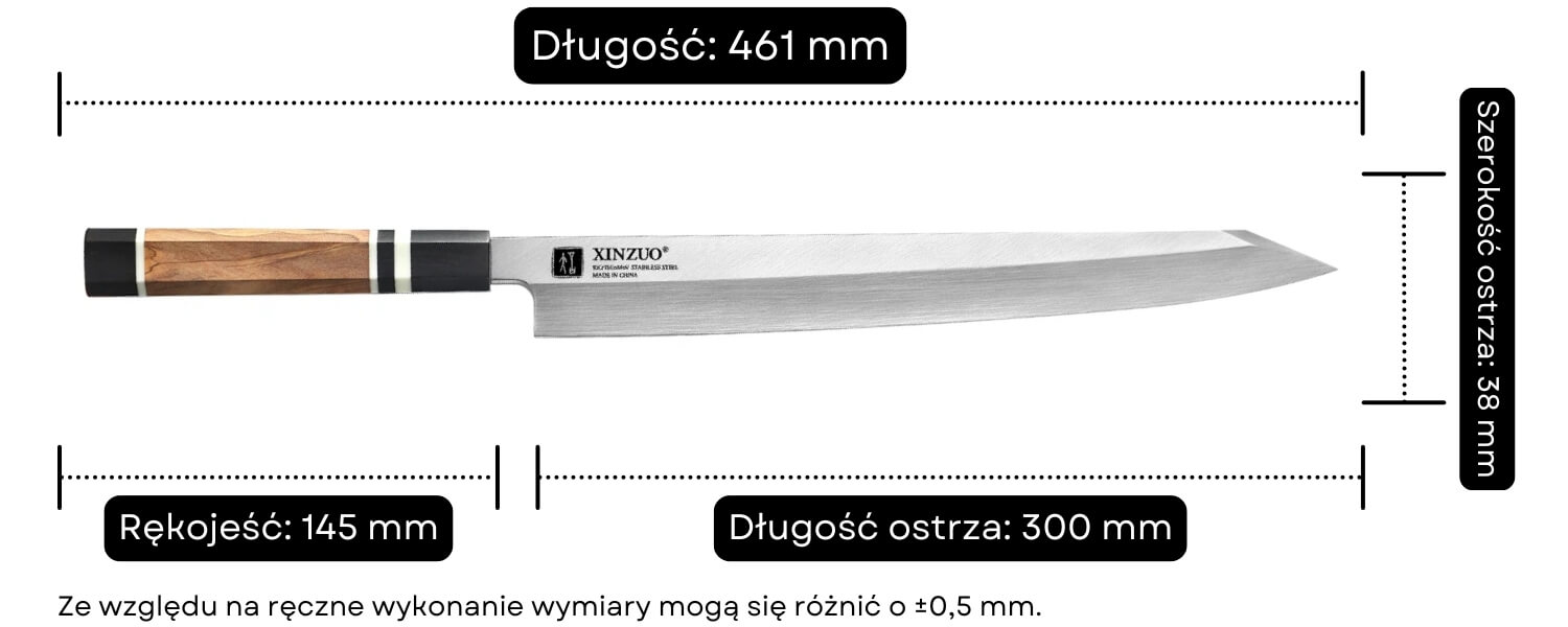 Nóż Kiritsuke XinZuo F3S wymiary