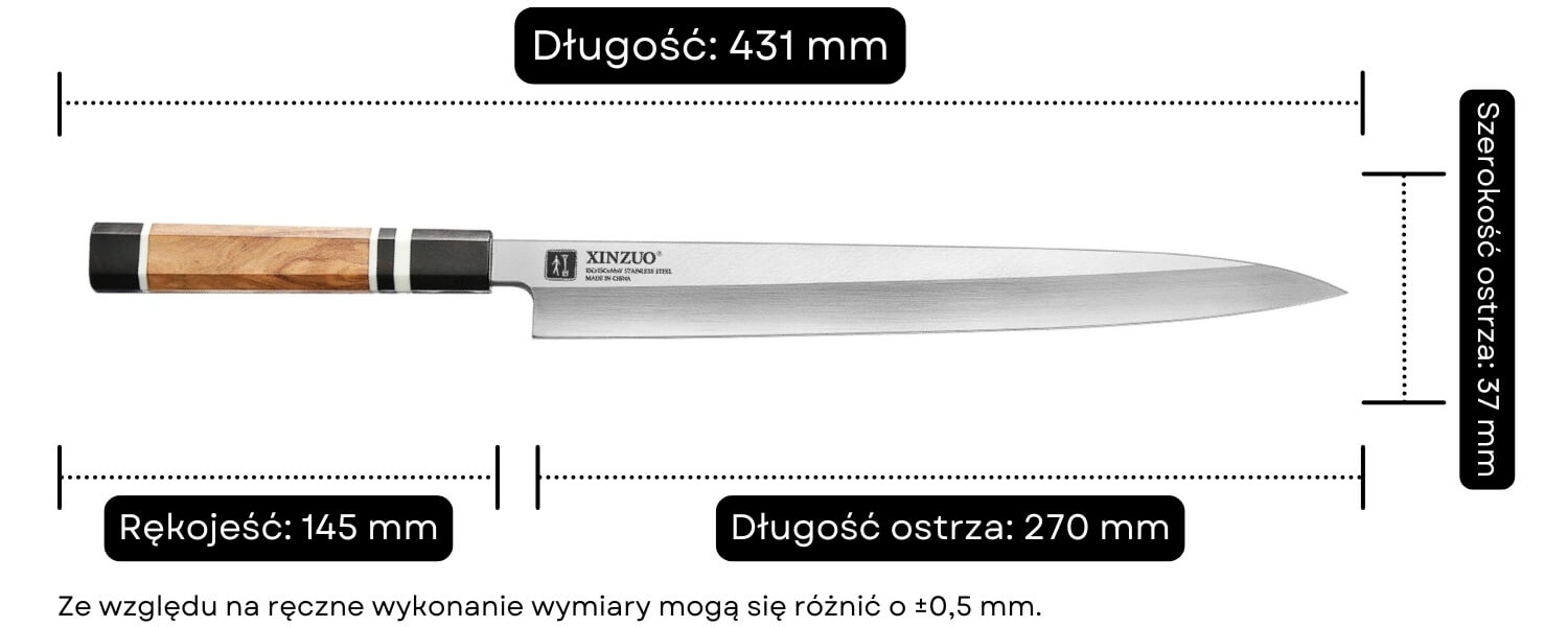 Nóż Sashimi 270 mm F3S wymiary