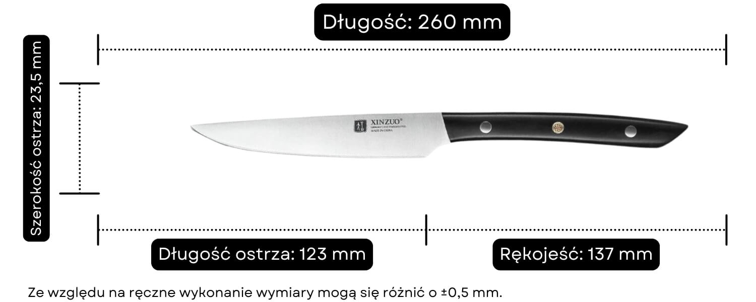 Noże do steków XinZuo M6 wymiary