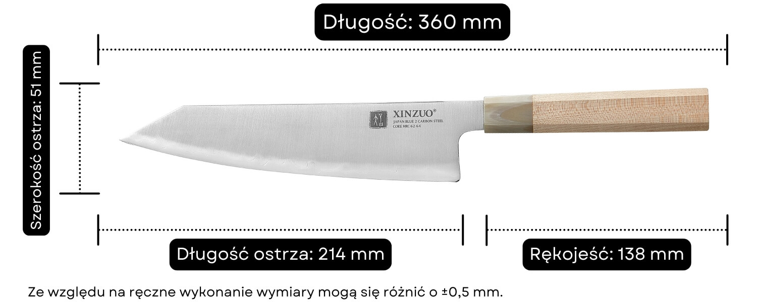 Wymiary noża Bunka XinZuo PM8M