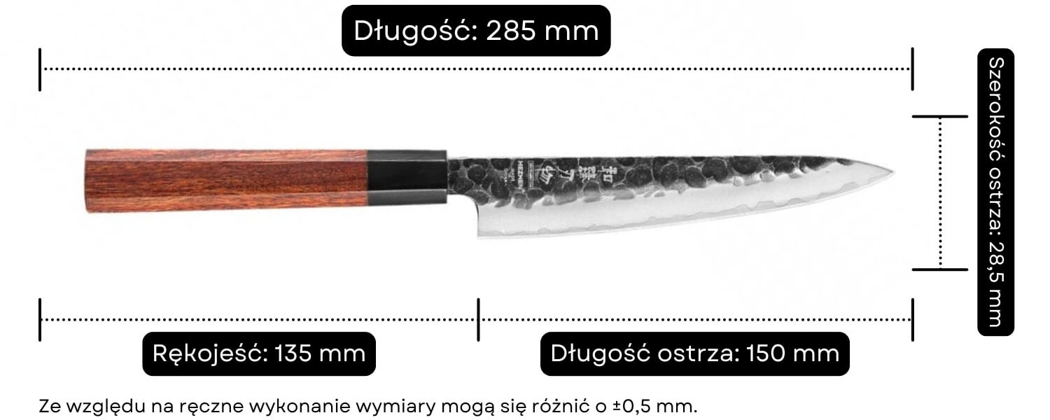 Nóż do warzyw i owoców HEZHEN PM8S wymiary
