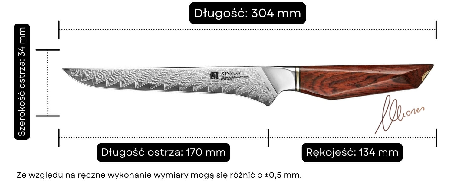 Wymiary noża do trybowania XinZuo Xing X03