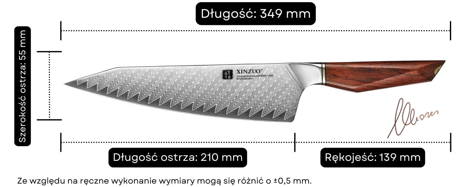 Wymiary noża Bunka XinZuo Xing X03