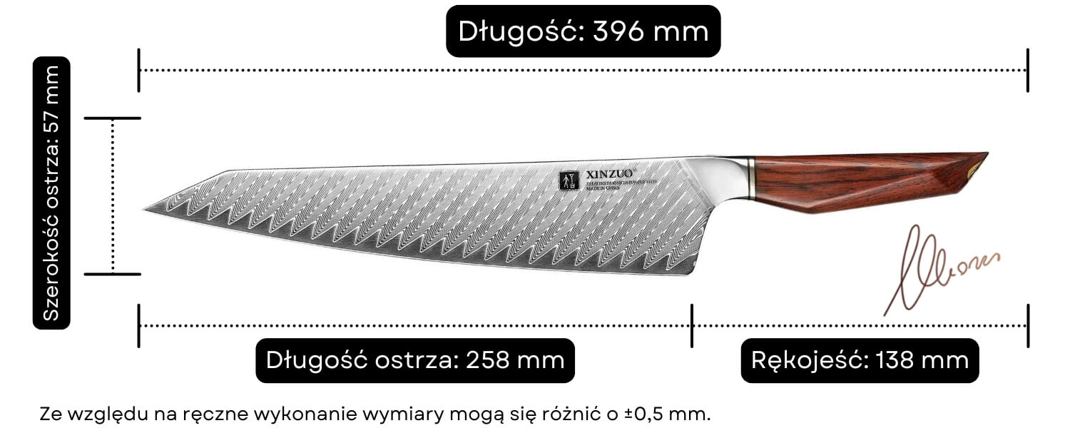 Wymiary noża Bunka XinZuo Xing X03