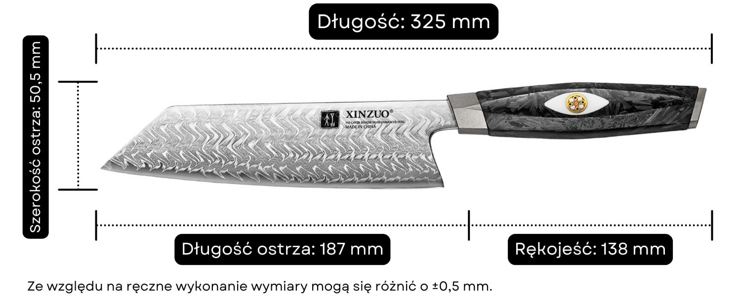 Wymiary noża Bunka XinZuo Li X04