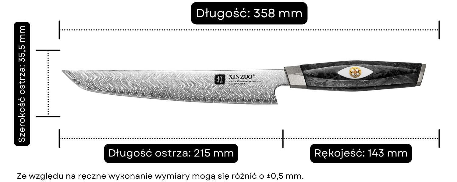 Wymiary noża do mięsa XinZuo Li X04