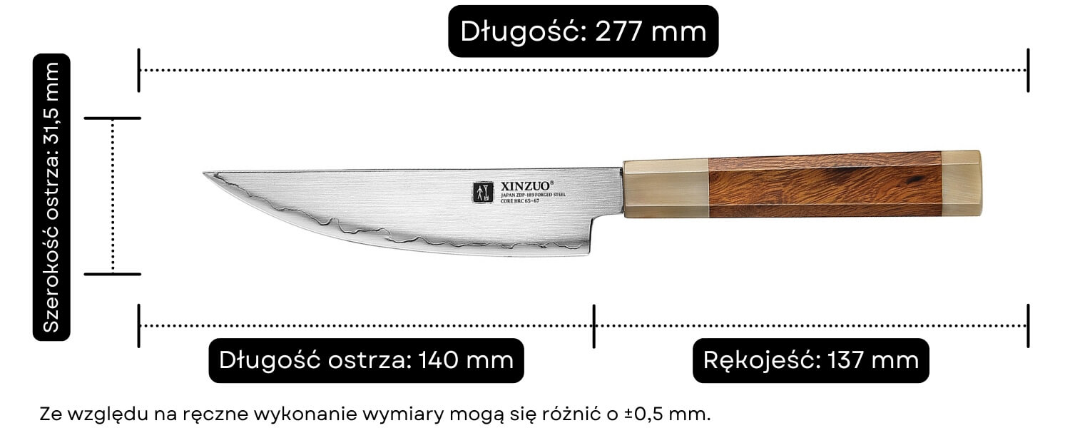 Nóż do steków XinZuo Zhen X05Z wymiary