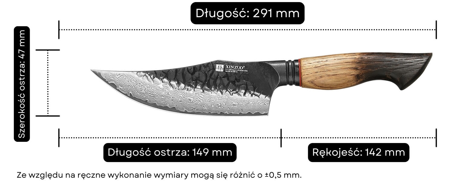 Wymiary noża do mięsa XinZuo MO