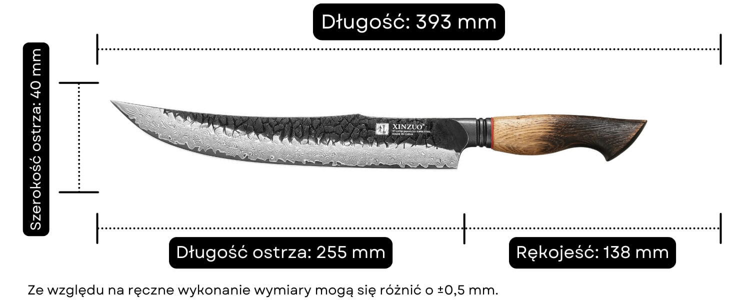 Wymiary noża do mięsa XinZuo MO