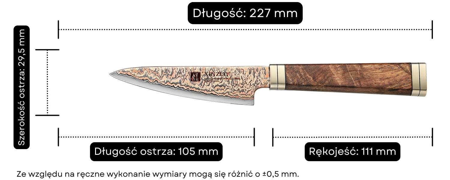 Wymiary noża do obierania XinZuo X08C