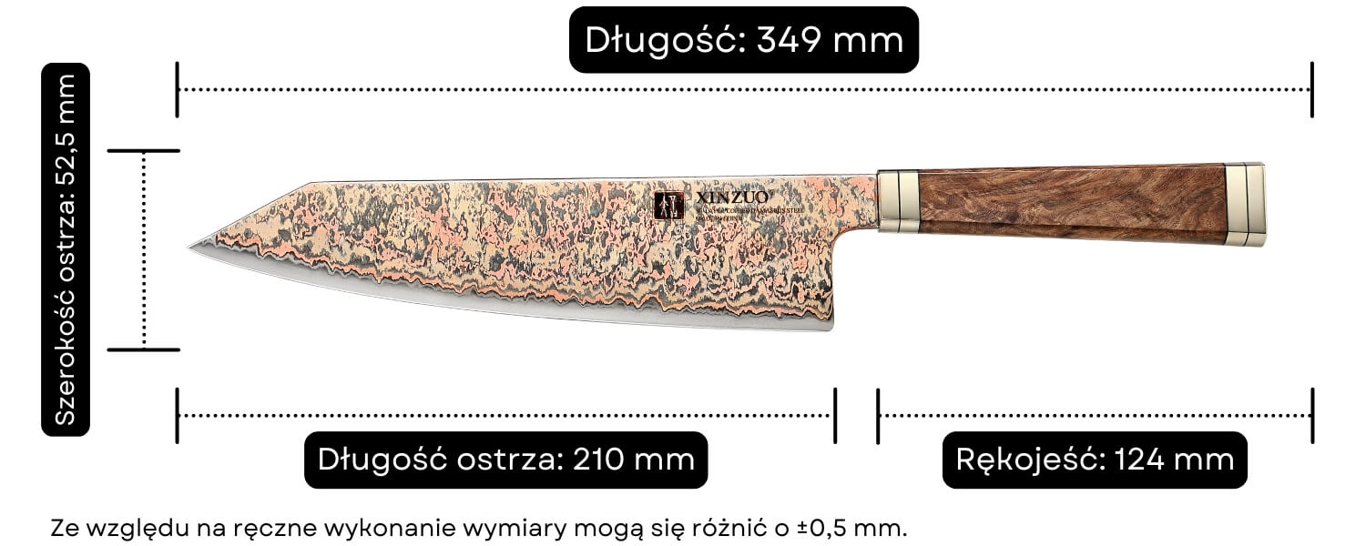 Wymiary noża Bunka XinZuo X08C