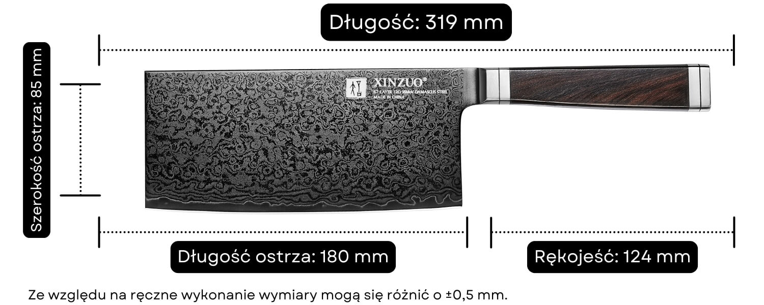 Wymiary noża TAO XinZuo X08E