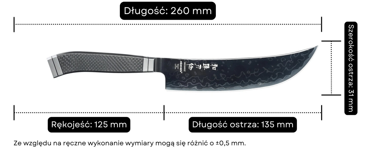 Wymiary noża do mięsa Viking HezHen X10
