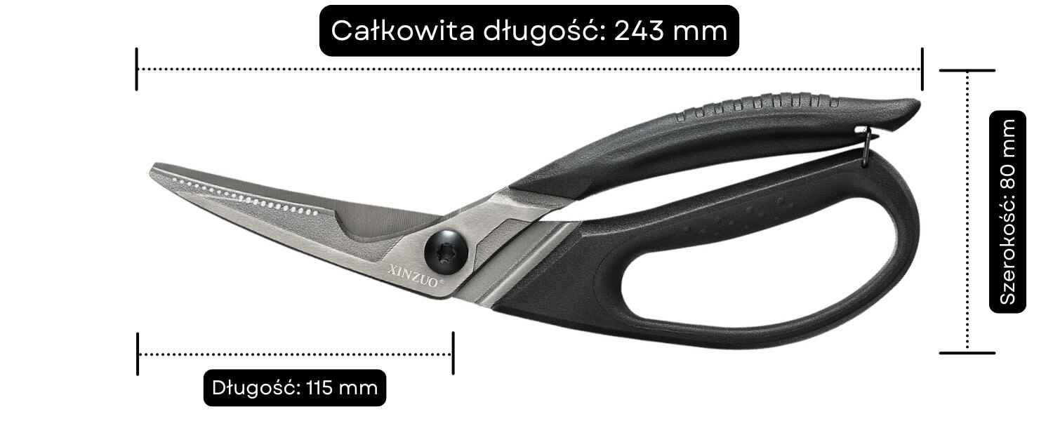 Wymiary nożyczek do porcjowania H8