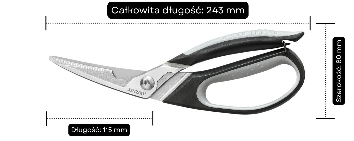 Wymiary nożyczek do porcjowania H8