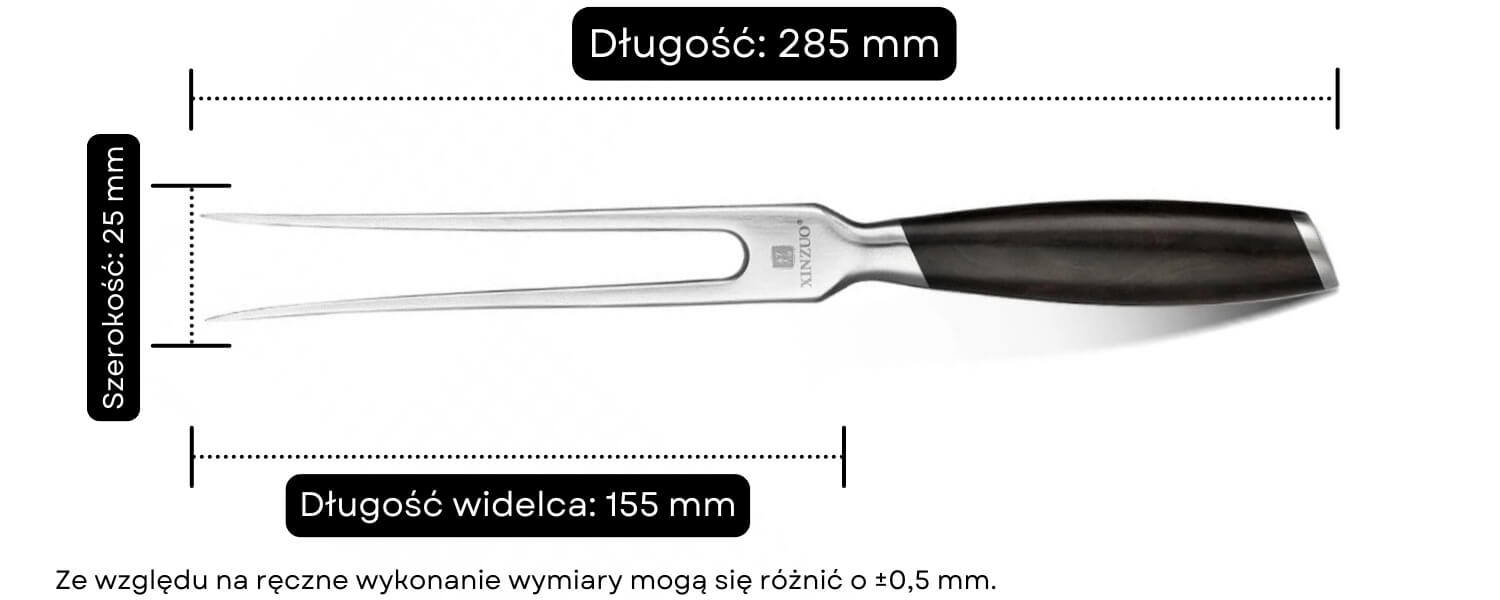 Wymiary widelca do mięsa B21