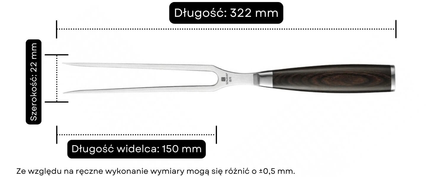Wymiary widelca do mięsa He B1H