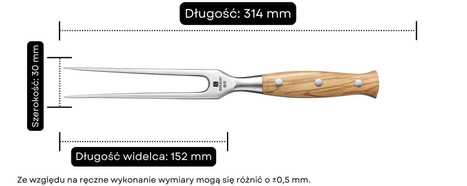 Widelec do mięsa XinZuo Pin X02O wymiary
