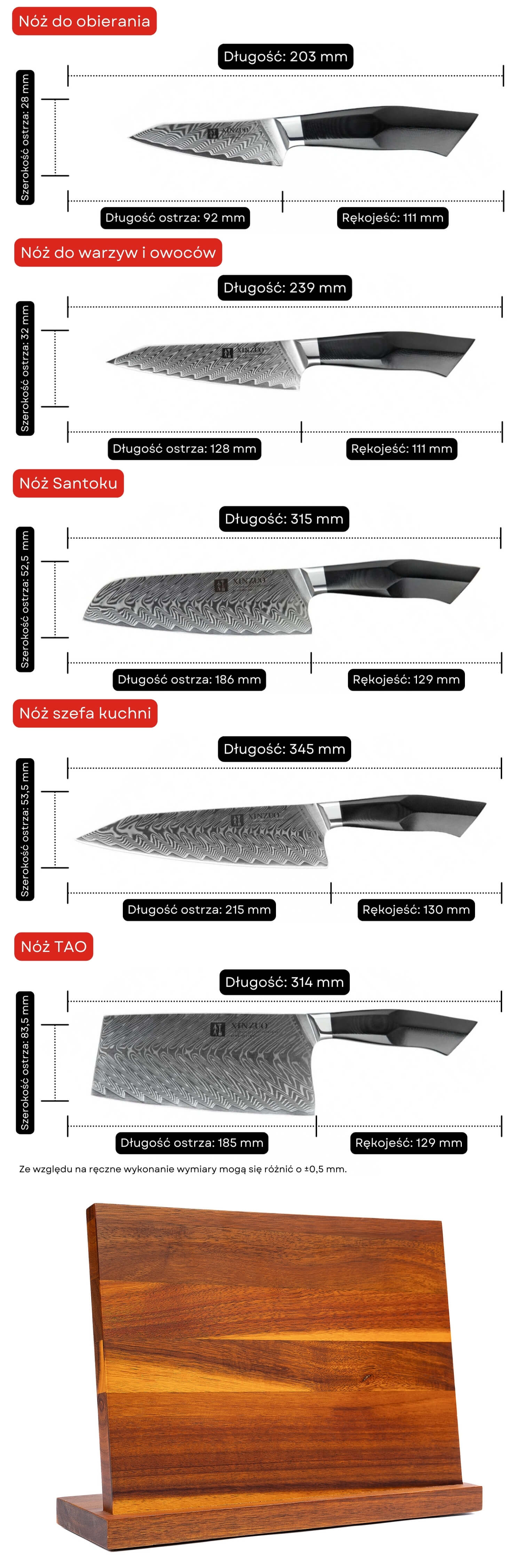 Wymiary zestaw Feng B32 z stojakiem magnetycznym