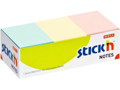 24867 blocek samolepici hopax 38x51 mm 3 pastelove barvy 12x100 listku