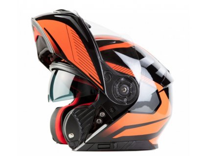 prilba helma maxx vyklopna otviraci oranzova cerna slunecni clona