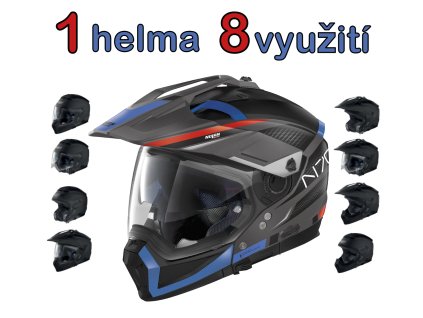 modularni helma nolan multifunkcni prilba na motorku ctyrkolku modra cervena seda cerna kvalitni