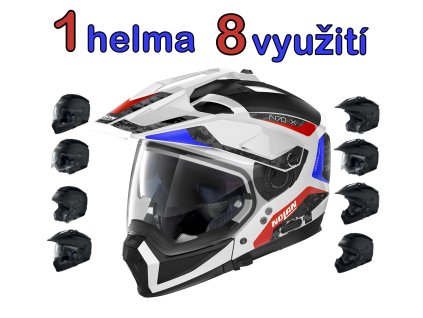 helma se sundavaci celisti modularni multifunkcni nolan n70 2 x enduro skutrova integralni vyklopna bmw trikolora