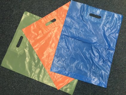 Taška igelitová se zpevněným průhmatem barevná - 380x450+50mm