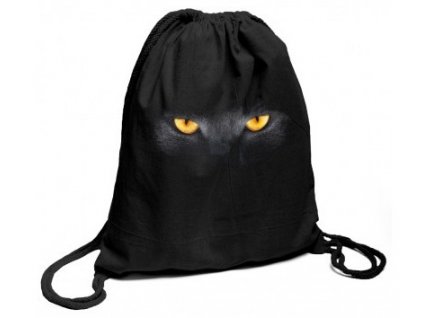 BAvlněný batoh na záda černý s potiskem žluté oči