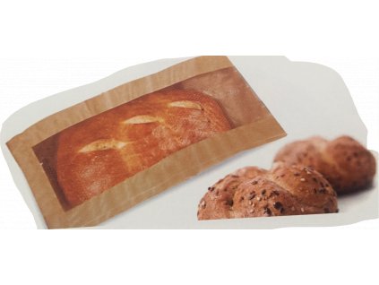 Papírový sáček na pečivo s okénkem 120+40x240mm (cena za 1000ks)