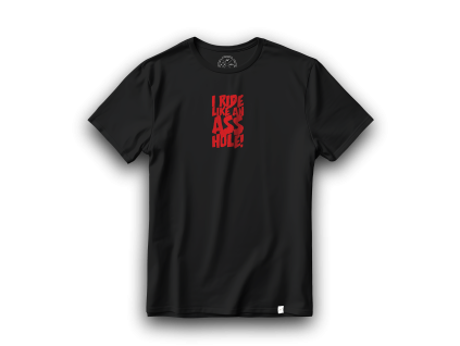 BLACK T SHIRT FRONT ASS RED