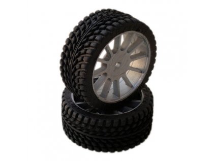 1/10 GT Sport/Rally rubbers glued rubbers, gray wheels, 2 pcs.