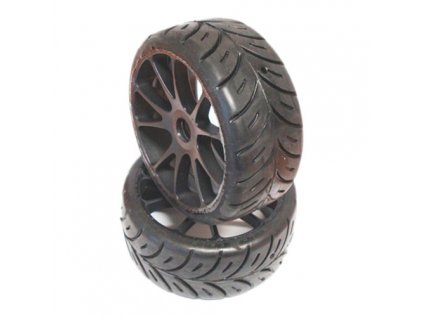 1/8 GT COMPETITION tires SOFT - ON MULTI glued tires, black discs, 2 pcs.