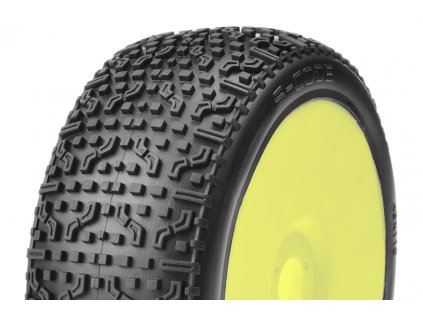 1/8 Off Road Buggy Glued Rubbers, S-CODE, Yellow Wheels, Medium Compound, 1 Pair