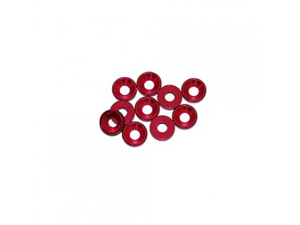 3 mm hliníkové konické podložky červené, 10 ks.
