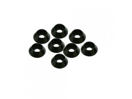 3 mm hliníkové kuželové podložky černé, 8 ks.