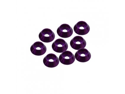 3 mm hliníkové kuželové podložky fialové, 8 ks.