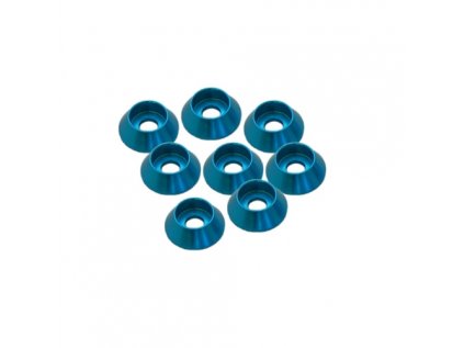 3 mm. aluminum conical washers blue, 8 pcs.