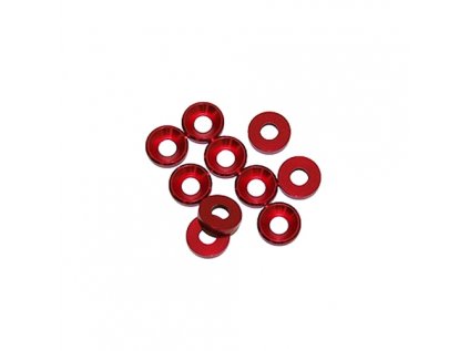 4 mm hliníkové podložky červené, 10 ks.