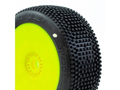 HOT DICE V2 BUGGY C1 (SUPER SOFT) glued rubbers, yellow discs, 2 pcs.