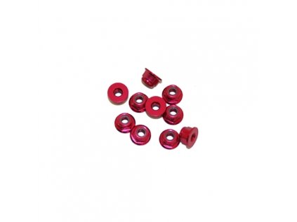 M3 aluminum self-locking nuts with red trim, 10 pcs.